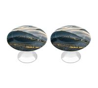 FodPand Paquete de 2 pomos de gabinete de 1.1 pulgadas de un solo agujero, tiradores decorativos de montañas nieblas, pomos de muebles para tocador, cocina, baño, armario, tocador, armario, puerta de