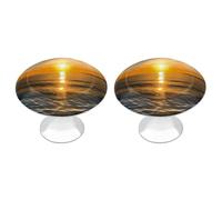 FodPand Paquete de 2 pomos de gabinete de 1.1 pulgadas de un solo agujero, tiradores decorativos para muebles de amanecer horizonte, para tocador, cocina, baño, armario, tocador, armario, puerta de