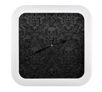 FodPand Reloj de pared gótico con diseño de calavera y damasco, silencioso, sin tictac, de alta precisión, fácil de leer, números de caja, relojes de pared para oficina, sala de estar, dormitorio