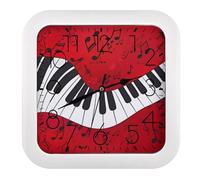 FodPand Reloj de piano con notas musicales, silencioso, sin tictac, reloj de pared cuadrado de alta precisión, fácil de leer, caja de números, relojes de pared para oficina, sala de estar, dormitorio