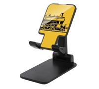 FodPand Soporte ajustable amarillo para teléfono celular con diseño de tren de vapor para escritorio, portátil, soporte universal manos libres para teléfonos esenciales de viaje en avión, compatible