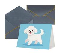 FodPand Tarjetas de felicitación con sobres, tarjetas de cumpleaños de 11,4 x 15,2 cm, tarjeta de aliento a mitad plegable, divertidas postales de caniche en blanco, tarjeta de invitación para todas