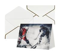 FodPand Tarjetas de felicitación con sobres, tarjetas de cumpleaños de 11,4 x 15,2 cm, tarjeta de aliento a mitad plegable, divertidas postales de hockey sobre hielo, tarjeta de invitación en blanco