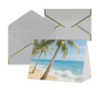 FodPand Tarjetas de felicitación con sobres, tarjetas de cumpleaños de 11,4 x 15,2 cm, tarjeta de aliento a mitad plegable, divertidas postales de árbol del océano, tarjeta de invitación en blanco