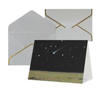 FodPand Tarjetas de felicitación con sobres, tarjetas de cumpleaños de 11,4 x 15,2 cm, tarjeta de aliento a mitad plegable, divertidas postales de cielo nocturno, estrellas en blanco, tarjeta de