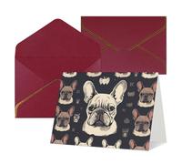 FodPand Tarjetas de felicitación con sobres, tarjetas de cumpleaños de 11,4 x 15,2 cm, tarjeta de aliento de mitad plegada, divertidas postales con texto en inglés "I Love Bulldog francés" en blanco
