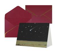 FodPand Tarjetas de felicitación con sobres, tarjetas de cumpleaños de 11,4 x 15,2 cm, tarjeta de aliento a mitad plegable, divertidas postales de cielo nocturno, estrellas en blanco, tarjeta de