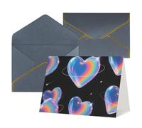 FodPand Tarjetas de felicitación con sobres, tarjetas de cumpleaños de 11,4 x 15,2 cm, tarjeta de aliento a mitad plegable, divertidas postales de arco iris con corazón en blanco, tarjeta de