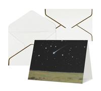 FodPand Tarjetas de felicitación con sobres, tarjetas de cumpleaños de 11,4 x 15,2 cm, tarjeta de aliento a mitad plegable, divertidas postales de cielo nocturno, estrellas en blanco, tarjeta de