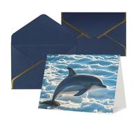 FodPand Tarjetas de felicitación con sobres, tarjetas de cumpleaños de 11,4 x 15,2 cm, tarjeta de aliento de mitad plegada, divertidas postales de invierno del delfín, tarjeta de invitación en blanco