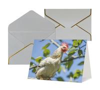 FodPand Tarjetas de felicitación con sobres, tarjetas de cumpleaños de 11,4 x 15,2 cm, tarjeta de aliento a mitad plegable, divertidas postales de pollo en una rama, tarjeta de invitación en blanco