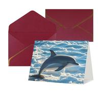 FodPand Tarjetas de felicitación con sobres, tarjetas de cumpleaños de 11,4 x 15,2 cm, tarjeta de aliento de mitad plegada, divertidas postales de invierno del delfín, tarjeta de invitación en blanco