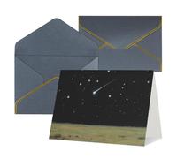 FodPand Tarjetas de felicitación con sobres, tarjetas de cumpleaños de 11,4 x 15,2 cm, tarjeta de aliento a mitad plegable, divertidas postales de cielo nocturno, estrellas en blanco, tarjeta de
