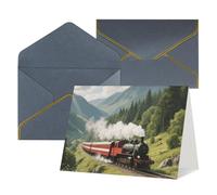 FodPand Tarjetas de felicitación con sobres, tarjetas de cumpleaños de 11,4 x 15,2 cm, tarjeta de aliento a mitad plegable, divertidas tarjetas postales de tren en blanco, tarjeta de invitación para