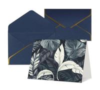FodPand Tarjetas de felicitación con sobres, tarjetas de cumpleaños de 11,4 x 15,2 cm, tarjeta de aliento a mitad plegable, divertidas postales de hojas blancas y plateadas, tarjetas de invitación en