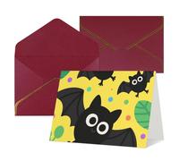 FodPand Tarjetas de felicitación con sobres, tarjetas de cumpleaños de 11,4 x 15,2 cm, tarjeta de aliento a mitad plegable, divertidas postales de murciélago, tarjeta de invitación en blanco para