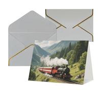 FodPand Tarjetas de felicitación con sobres, tarjetas de cumpleaños de 11,4 x 15,2 cm, tarjeta de aliento a mitad plegable, divertidas tarjetas postales de tren en blanco, tarjeta de invitación para