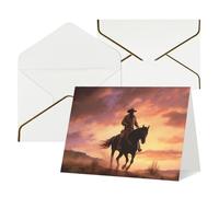 FodPand Tarjetas de felicitación con sobres, tarjetas de cumpleaños de 11,4 x 15,2 cm, tarjeta de aliento a mitad plegable, divertidas postales de vaquero occidental, tarjeta de invitación en blanco