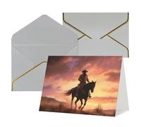 FodPand Tarjetas de felicitación con sobres, tarjetas de cumpleaños de 11,4 x 15,2 cm, tarjeta de aliento a mitad plegable, divertidas postales de vaquero occidental, tarjeta de invitación en blanco