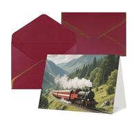 FodPand Tarjetas de felicitación con sobres, tarjetas de cumpleaños de 11,4 x 15,2 cm, tarjeta de aliento a mitad plegable, divertidas tarjetas postales de tren en blanco, tarjeta de invitación para