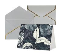FodPand Tarjetas de felicitación con sobres, tarjetas de cumpleaños de 11,4 x 15,2 cm, tarjeta de aliento a mitad plegable, divertidas postales de hojas blancas y plateadas, tarjetas de invitación en