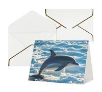 FodPand Tarjetas de felicitación con sobres, tarjetas de cumpleaños de 11,4 x 15,2 cm, tarjeta de aliento de mitad plegada, divertidas postales de invierno del delfín, tarjeta de invitación en blanco