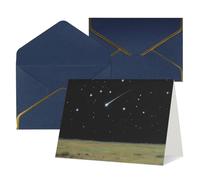 FodPand Tarjetas de felicitación con sobres, tarjetas de cumpleaños de 11,4 x 15,2 cm, tarjeta de aliento a mitad plegable, divertidas postales de cielo nocturno, estrellas en blanco, tarjeta de