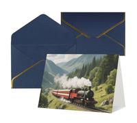 FodPand Tarjetas de felicitación con sobres, tarjetas de cumpleaños de 11,4 x 15,2 cm, tarjeta de aliento a mitad plegable, divertidas tarjetas postales de tren en blanco, tarjeta de invitación para