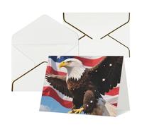 FodPand Tarjetas de felicitación con sobres, tarjetas de cumpleaños de 11,4 x 15,2 cm, tarjeta de aliento a mitad plegable, divertidas postales de American Eagle Patriotic USA, tarjeta de invitación