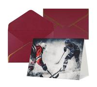FodPand Tarjetas de felicitación con sobres, tarjetas de cumpleaños de 11,4 x 15,2 cm, tarjeta de aliento a mitad plegable, divertidas postales de hockey sobre hielo, tarjeta de invitación en blanco