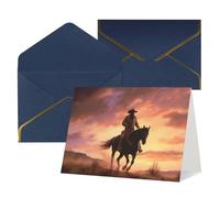 FodPand Tarjetas de felicitación con sobres, tarjetas de cumpleaños de 11,4 x 15,2 cm, tarjeta de aliento a mitad plegable, divertidas postales de vaquero occidental, tarjeta de invitación en blanco