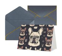 FodPand Tarjetas de felicitación con sobres, tarjetas de cumpleaños de 11,4 x 15,2 cm, tarjeta de aliento de mitad plegada, divertidas postales con texto en inglés "I Love Bulldog francés" en blanco