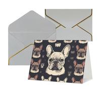FodPand Tarjetas de felicitación con sobres, tarjetas de cumpleaños de 11,4 x 15,2 cm, tarjeta de aliento de mitad plegada, divertidas postales con texto en inglés "I Love Bulldog francés" en blanco