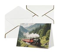 FodPand Tarjetas de felicitación con sobres, tarjetas de cumpleaños de 11,4 x 15,2 cm, tarjeta de aliento a mitad plegable, divertidas tarjetas postales de tren en blanco, tarjeta de invitación para