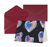 FodPand Tarjetas de felicitación con sobres, tarjetas de cumpleaños de 11,4 x 15,2 cm, tarjeta de aliento a mitad plegable, divertidas postales de arco iris con corazón en blanco, tarjeta de