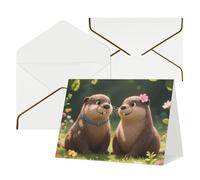FodPand Tarjetas de felicitación con sobres, tarjetas de cumpleaños de 11,4 x 15,2 cm, tarjeta de aliento a mitad plegable, divertidas postales para parejas, nutrias, tarjetas de invitación en blanco