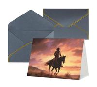 FodPand Tarjetas de felicitación con sobres, tarjetas de cumpleaños de 11,4 x 15,2 cm, tarjeta de aliento a mitad plegable, divertidas postales de vaquero occidental, tarjeta de invitación en blanco
