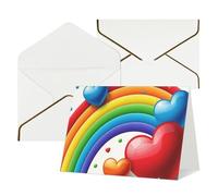 FodPand Tarjetas de felicitación con sobres, tarjetas de cumpleaños de 11,4 x 15,2 cm, tarjeta de aliento a mitad plegable, divertidas postales de arco iris con corazón en blanco, tarjeta de