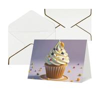 FodPand Tarjetas de felicitación con sobres, tarjetas de cumpleaños de 11,4 x 15,2 cm, tarjeta de aliento de mitad plegada, divertidas postales lindas magdalenas en blanco, tarjeta de invitación para