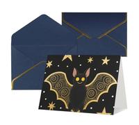 FodPand Tarjetas de felicitación con sobres, tarjetas de cumpleaños de 4.5 x 6 pulgadas, tarjeta de aliento a mitad plegable, divertidas postales de murciélago negro gloden en blanco, tarjeta de