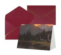 FodPand Tarjetas de felicitación con sobres, tarjetas de cumpleaños de 4.5 x 6 pulgadas, tarjeta de aliento a mitad plegable, divertidas postales de atardecer y cielo paisaje, tarjeta de invitación en