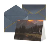 FodPand Tarjetas de felicitación con sobres, tarjetas de cumpleaños de 4.5 x 6 pulgadas, tarjeta de aliento a mitad plegable, divertidas postales de atardecer y cielo paisaje, tarjeta de invitación en