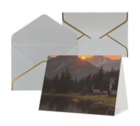 FodPand Tarjetas de felicitación con sobres, tarjetas de cumpleaños de 4.5 x 6 pulgadas, tarjeta de aliento a mitad plegable, divertidas postales de atardecer y cielo paisaje, tarjeta de invitación en