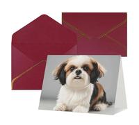 FodPand Tarjetas de felicitación con sobres, tarjetas de cumpleaños de 4.5 x 6 pulgadas, tarjeta de aliento a mitad plegable, divertidas postales de perro Shih Tzu en blanco, tarjeta de invitación