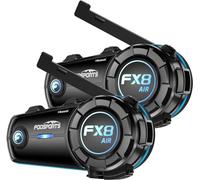 Fodsports FX8 AIR - Auriculares Bluetooth para casco de motocicleta para 6 motocicletas con alcance de 1000 m, intercomunicador de motocicleta con cancelación de ruido CVC y ENC, 3 efectos de sonido,