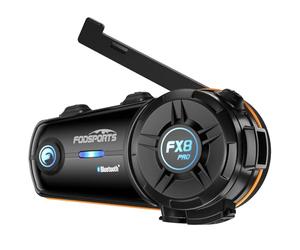 Fodsports FX8 Pro - Auriculares para motocicleta con doble chip para multitarea de audio, 1 unidad, intercomunicador de motocicleta para hasta 10 conductores, casco de motocicleta, sistema de