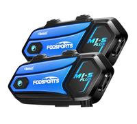 Fodsports M1-S Plus Intercomunicador Casco Moto, 8 Motociclistas de 2000m, Indicaciones de Voz en 7 Idiomas, Mezcla de Audio por Cable AUX/Compartir música/Emparejamiento Universal/Radio FM