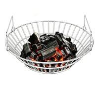 Foedo Cesta de carbón para parrilla, cesta de cenizas de acero inoxidable de 14 pulgadas para huevos verdes grandes y Kamado Joe, accesorios resistentes para caja de fuego con mango plegable