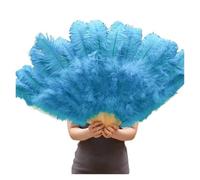 FOELANNE Abanico de plumas vintage, Abanico de plumas de avestruz for boda, baile, fiesta, actuación de Halloween, multicolor, varios tamaños(Blue)