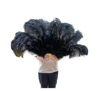 FOELANNE Abanico de plumas vintage, Abanico plegable de plumas de mano for boda, fiesta de baile, Halloween, varios tamaños multicolores(Black,60-100cm1pcs)